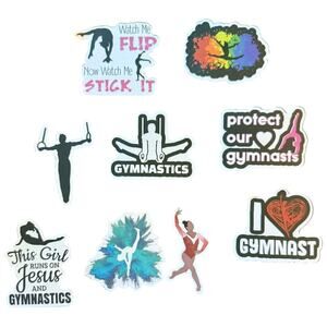 9 Assorted Gymnastics Stickers Rings Protect Our Gymnasts Watch Me Flip